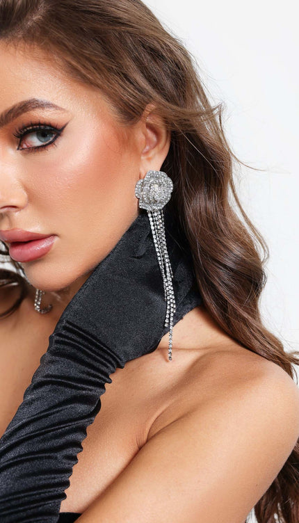 Meryl Gül Püsküllü Küpeler