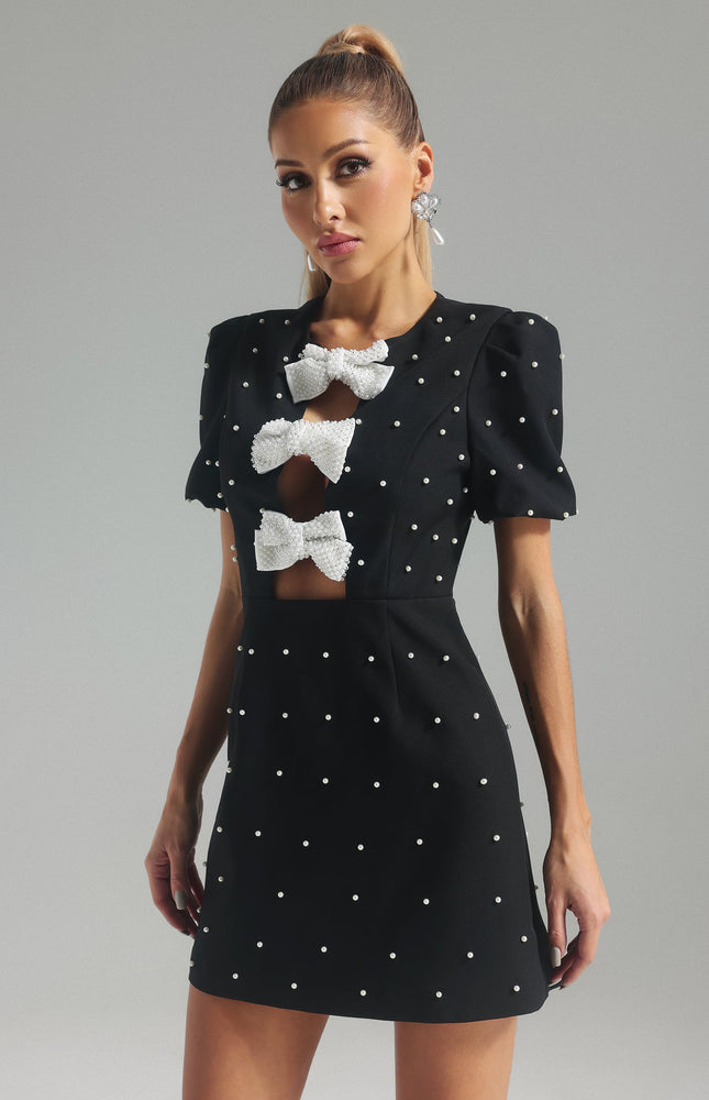 Monettra İnci Fiyonklu Mini Elbise