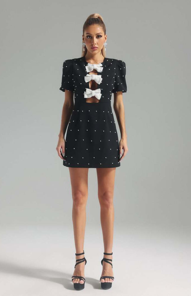 Monettra İnci Fiyonklu Mini Elbise