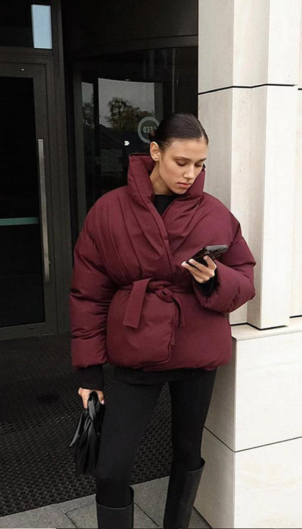 Luxura Kapitone Kuşaklı Puffer Ceket