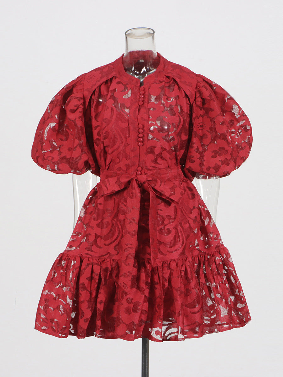 Çiçek Işıltısı Kemerli Elbise