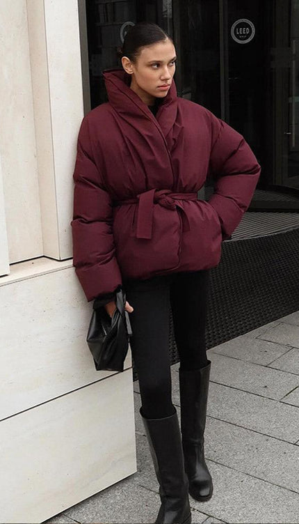 Luxura Kapitone Kuşaklı Puffer Ceket