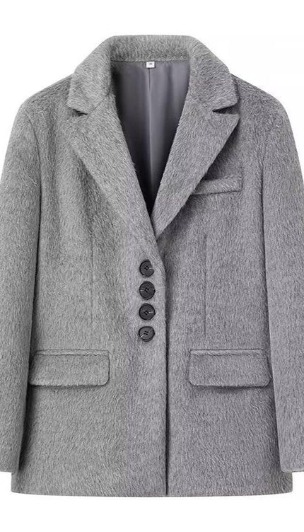 Bella Oversize Yün Dokulu Blazer Ceket