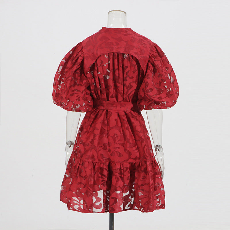 Çiçek Işıltısı Kemerli Elbise