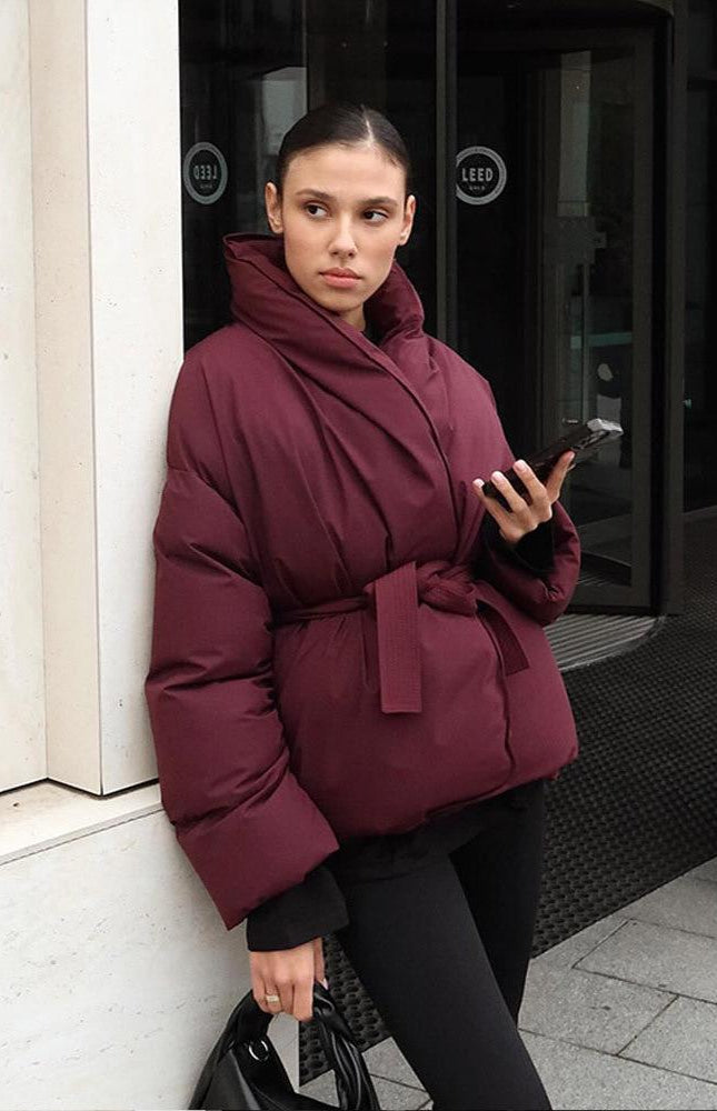 Luxura Kapitone Kuşaklı Puffer Ceket