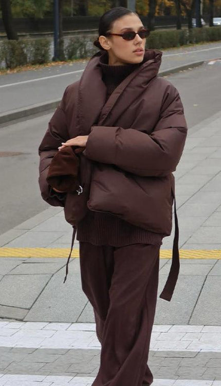 Luxura Kapitone Kuşaklı Puffer Ceket