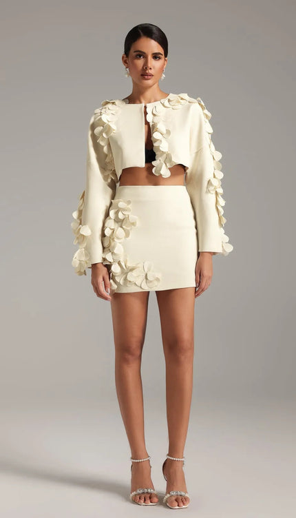 Pamela Petal Mini Ceket Etek Set