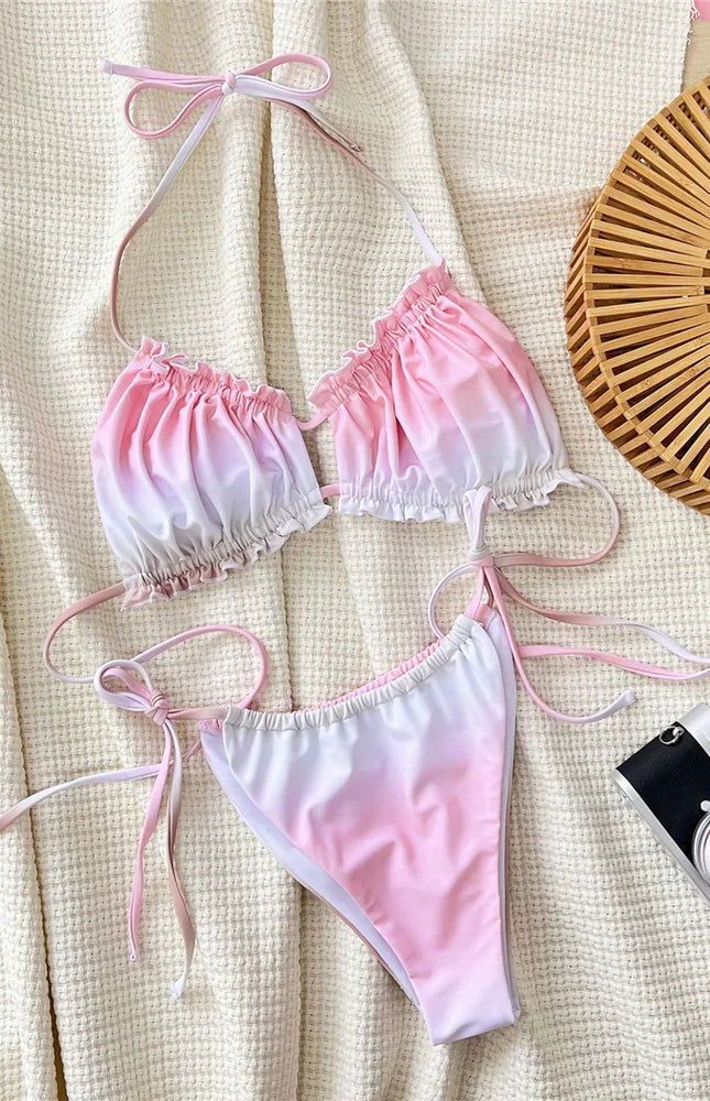 Fırfırlı Degrade Bikini Takımı