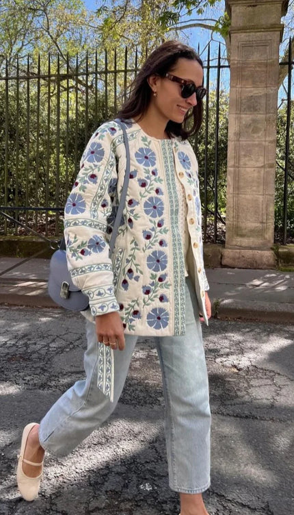 Çiçek Baskı Ceket Mont