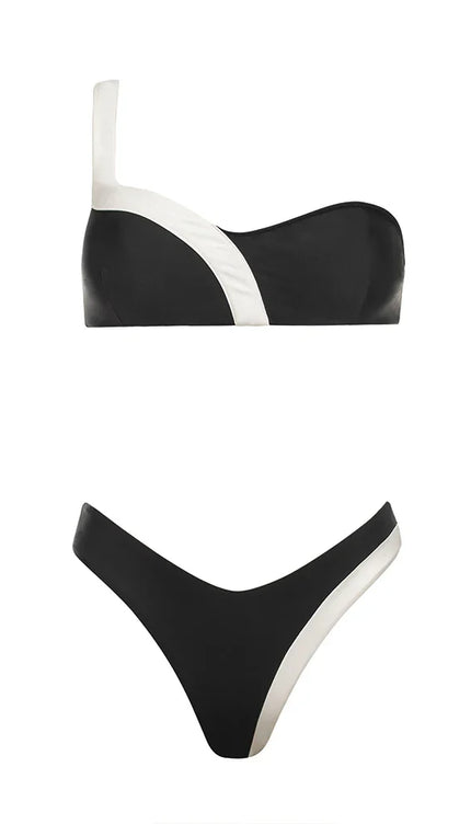 Asimetrik Kontrast Bikini Takımı