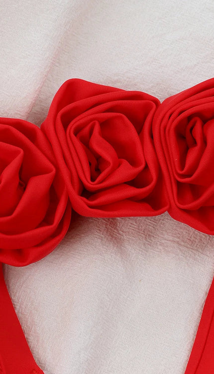 Deniz Kabuğu Büzgülü Gül Detay Bikini Takımı