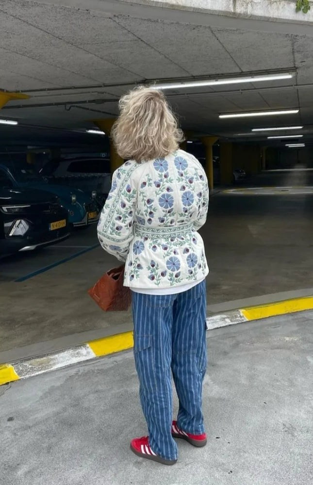 Çiçek Baskı Ceket Mont