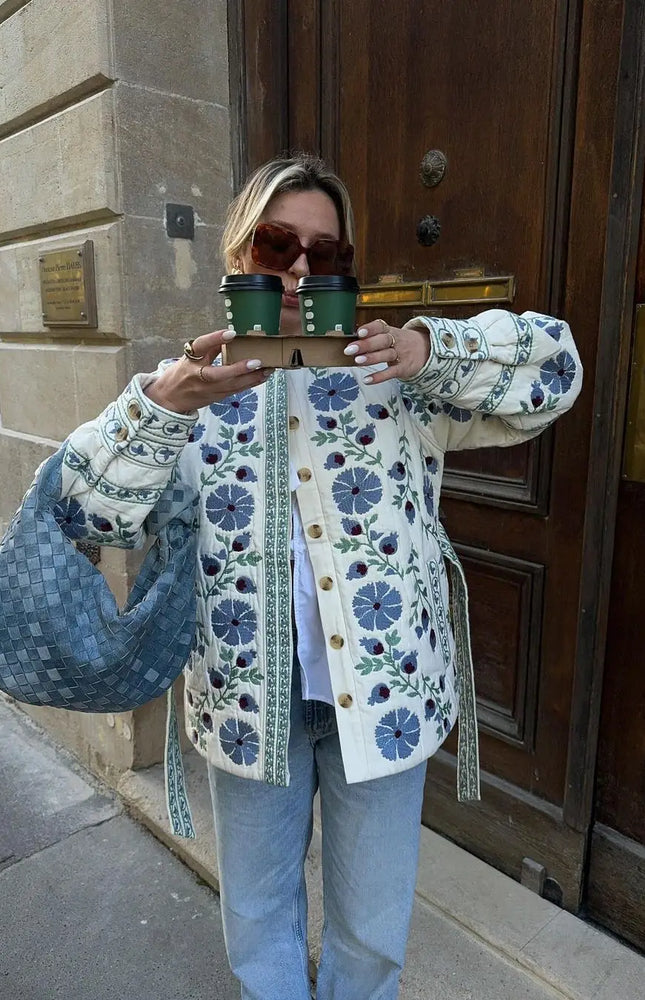 Çiçek Baskı Ceket Mont