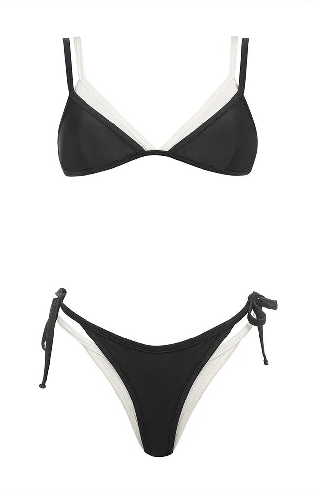 Çift Askı ve Bel Lastikli Bikini Takımı