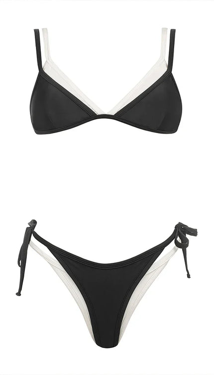 Çift Askı ve Bel Lastikli Bikini Takımı