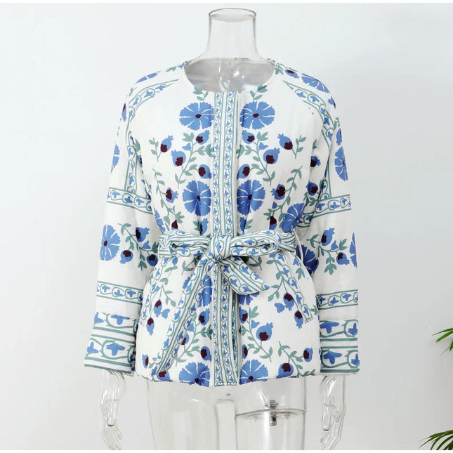 Çiçek Baskı Ceket Mont