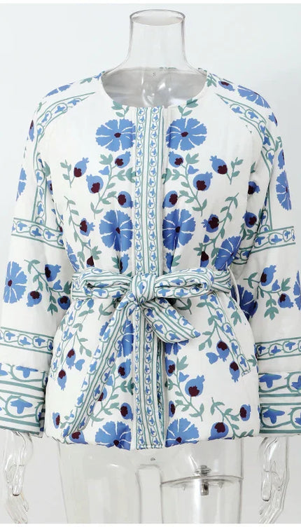 Çiçek Baskı Ceket Mont