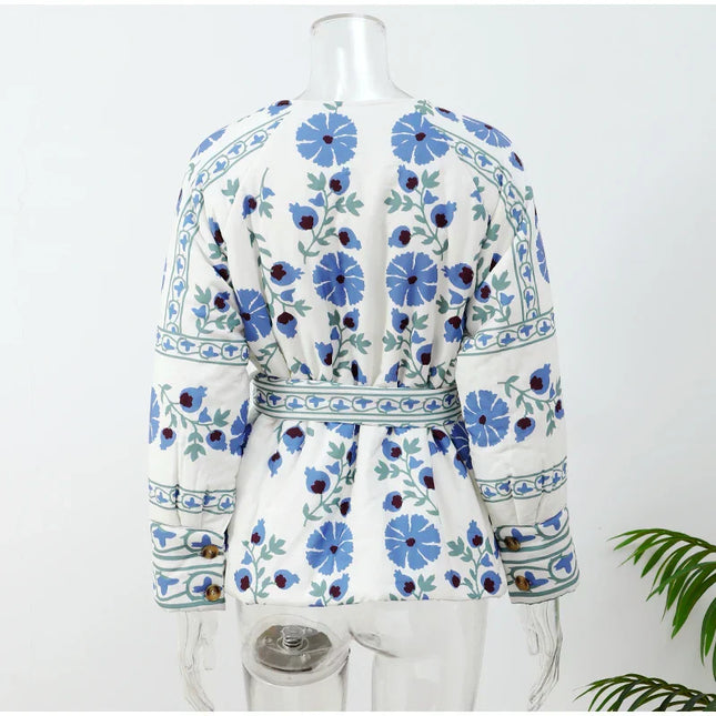 Çiçek Baskı Ceket Mont