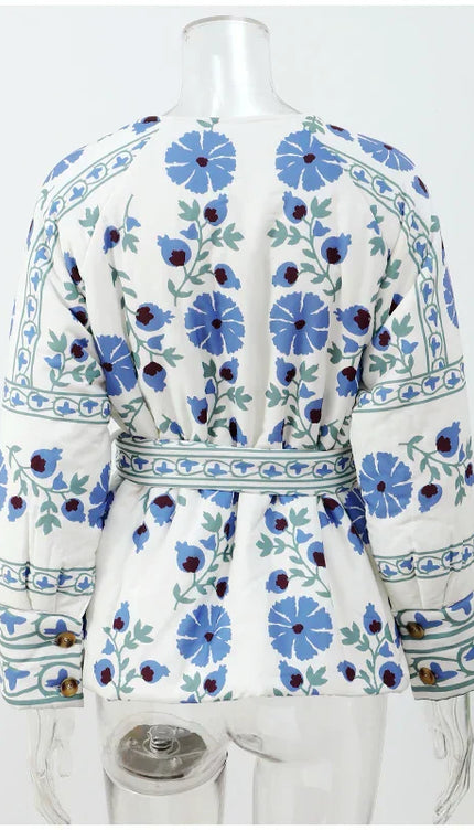 Çiçek Baskı Ceket Mont