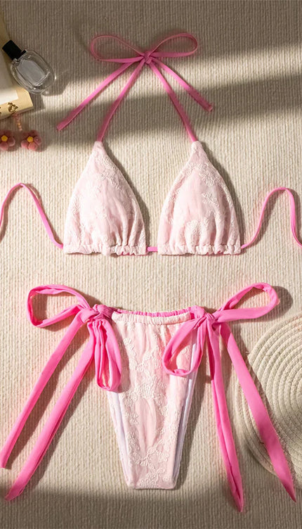 Nakışlı Halter Yüksek Kesim Bikini