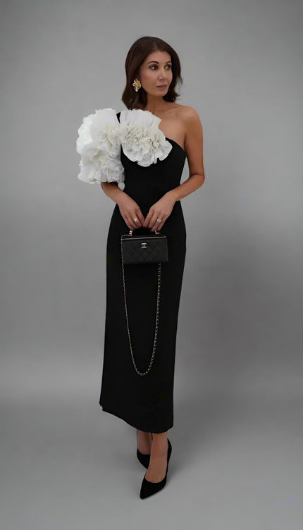 Midnight Çiçek Detaylı Elbise