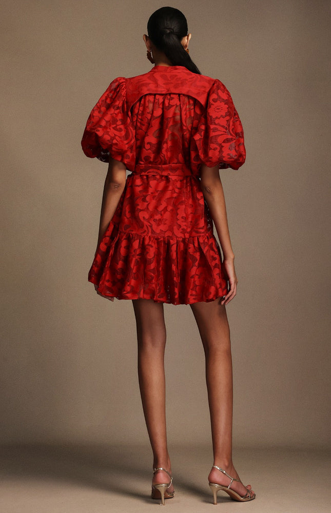 Çiçek Işıltısı Kemerli Elbise