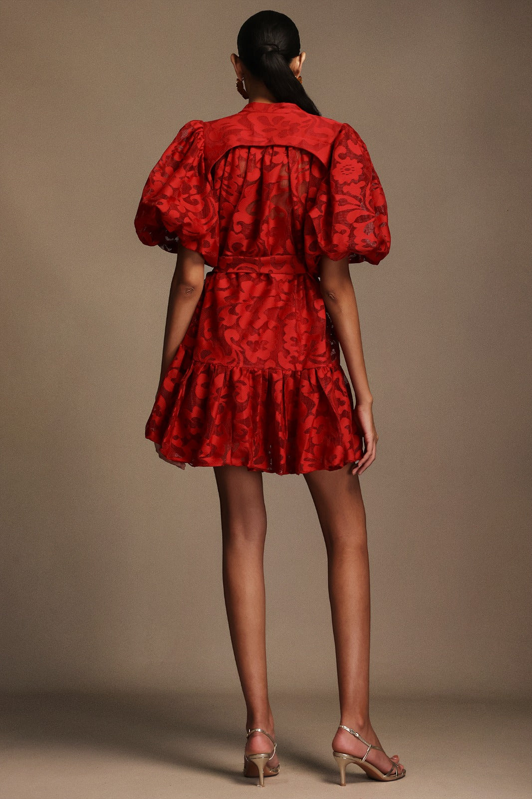 Çiçek Işıltısı Kemerli Elbise