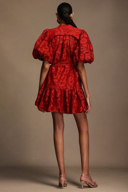 Çiçek Işıltısı Kemerli Elbise