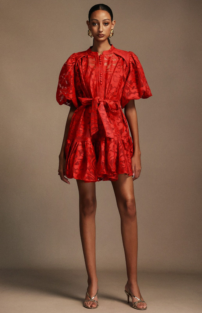 Çiçek Işıltısı Kemerli Elbise