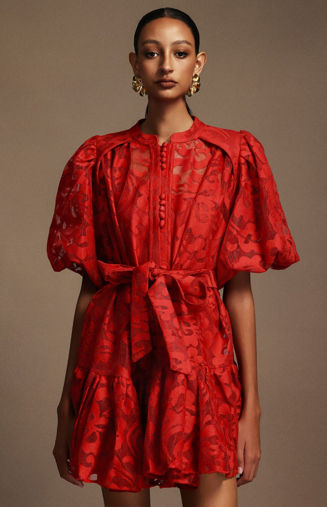 Çiçek Işıltısı Kemerli Elbise