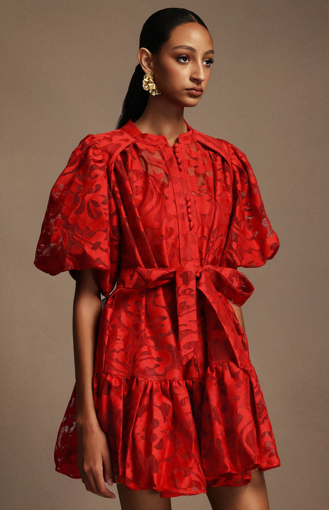 Çiçek Işıltısı Kemerli Elbise