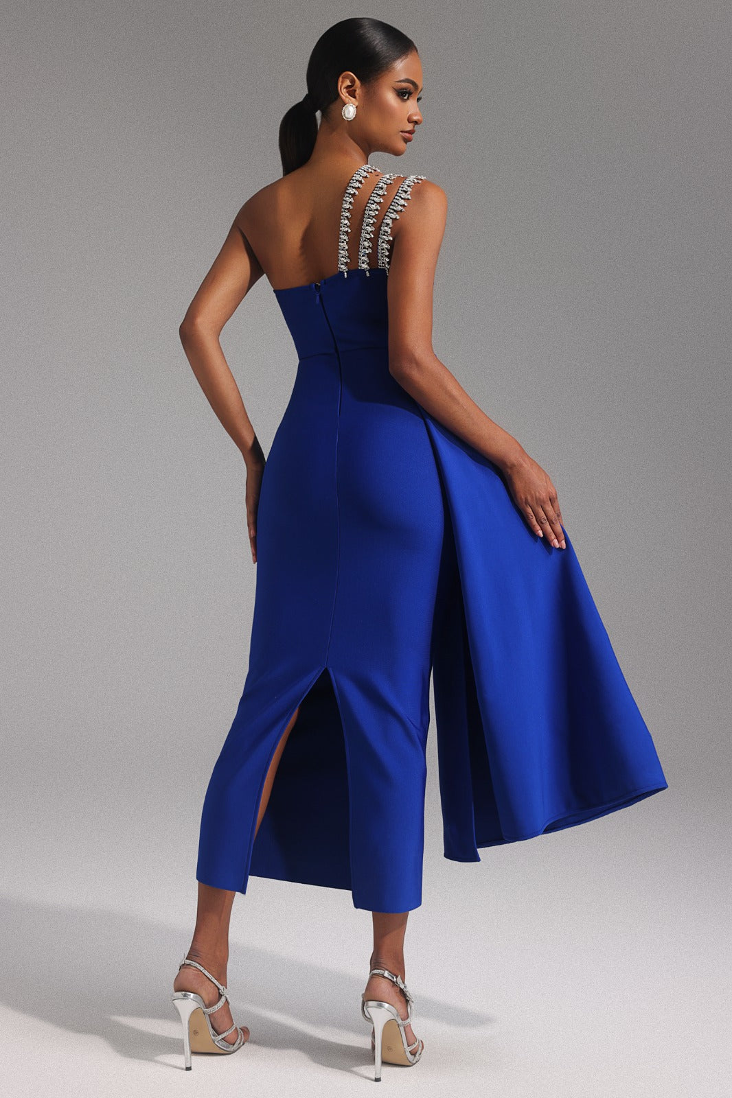 Azure Drapeli Midi Elbise