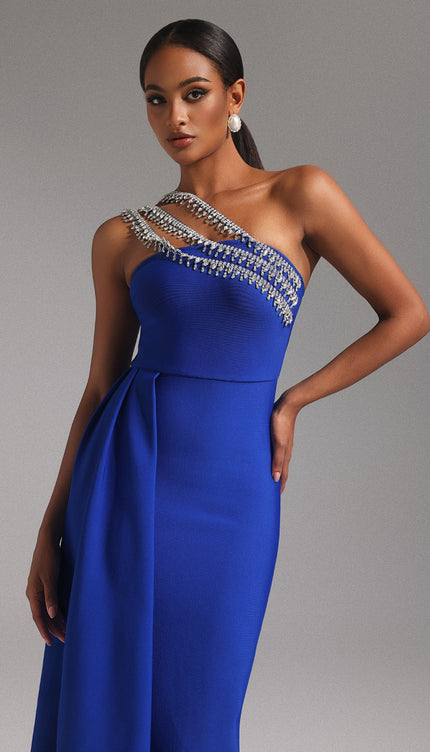 Azure Drapeli Midi Elbise