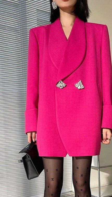 Eleanor Pembe Yün Karışımlı Kaban