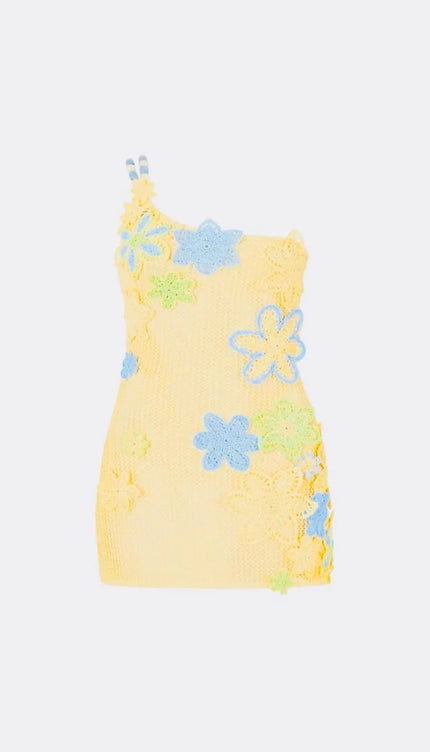 Çiçek Örgü Tek Omuz Elbise