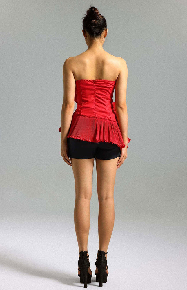 Crimson Çiçekli Korse Üst