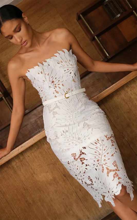 Chantilly Midi Beyaz Elbise