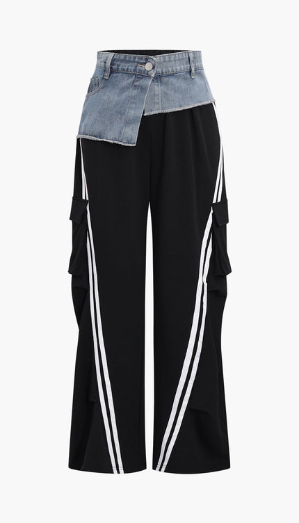 Denim Patchwork Cepli Pantolon