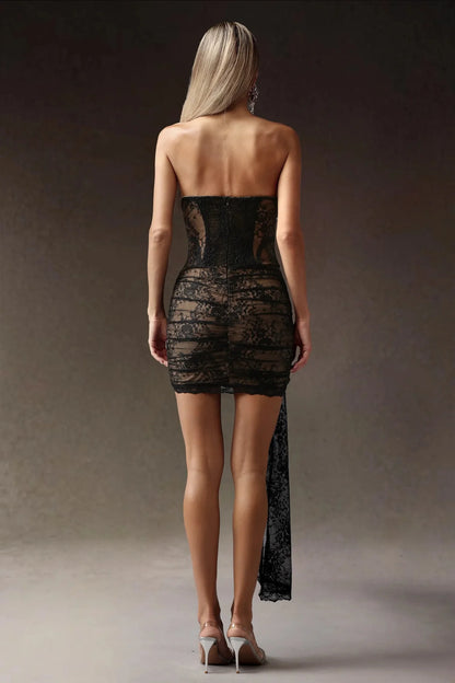 Juliette Siyah Korse Dantel Mini Elbise